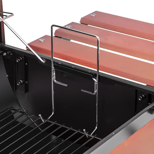Royal Gourmet CC1830V 30 Inch Barrel Charcoal Grill Black Wood Painted Side Front Table