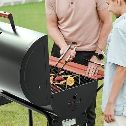 Royal Gourmet CC1830V 30 Inch Barrel Charcoal Grill Black Wood Painted Side Front Table