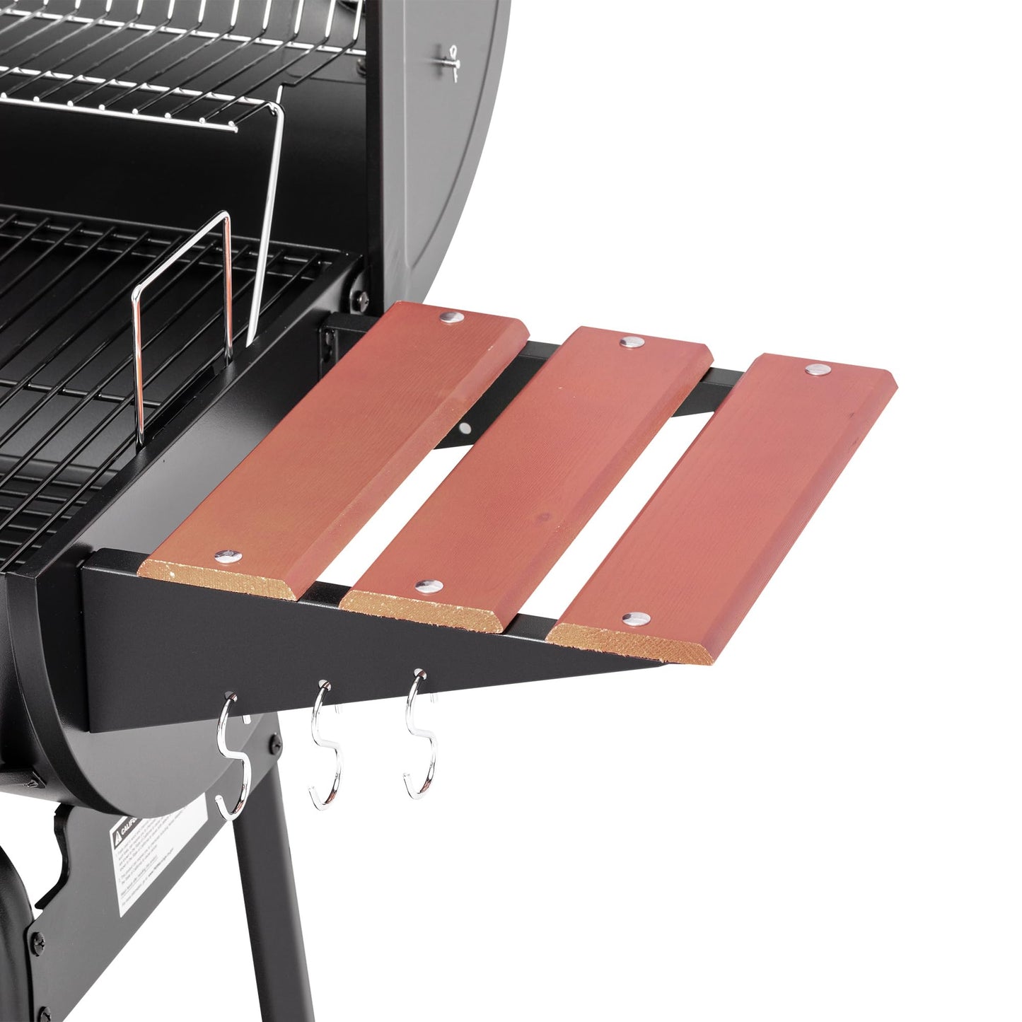 Royal Gourmet CC1830V 30 Inch Barrel Charcoal Grill Black Wood Painted Side Front Table