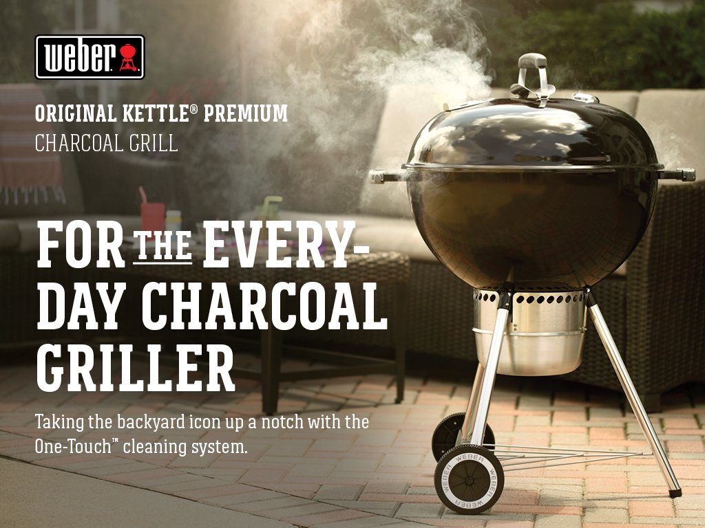 Weber Original Kettle Premium Charcoal Grill 22 Inch Black With Built In Thermometer