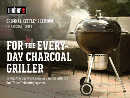 Weber Original Kettle Premium Charcoal Grill 22 Inch Black With Built In Thermometer