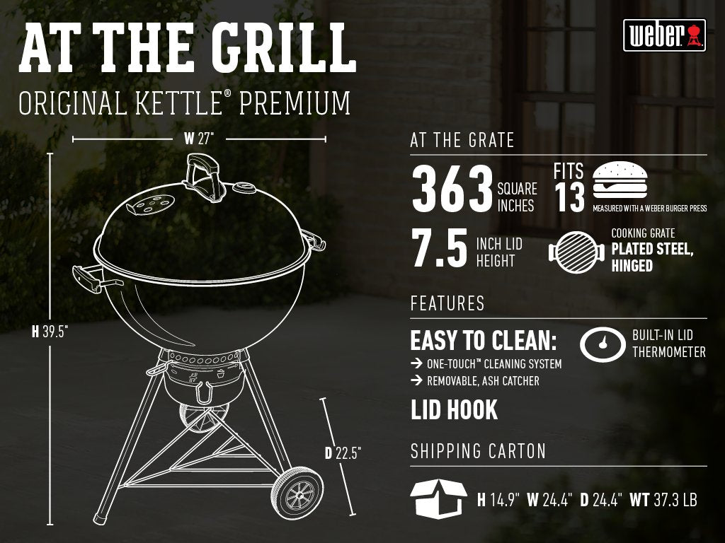 Weber Original Kettle Premium 22 Inch Copper Charcoal Grill With Built In Thermometer