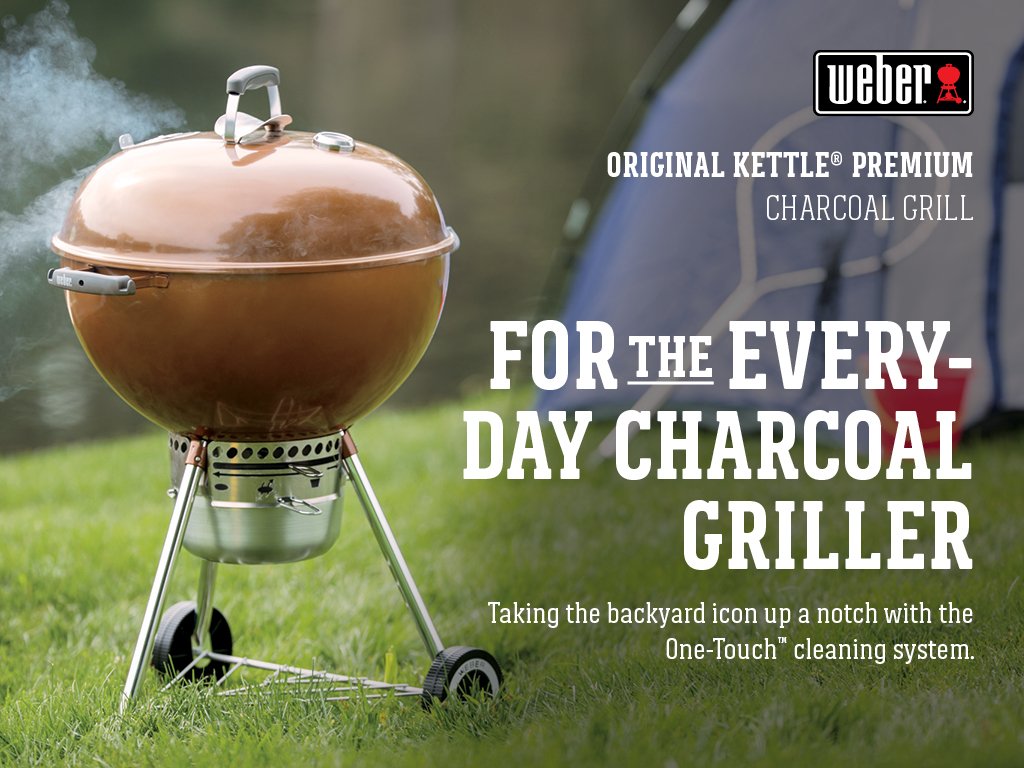 Weber Original Kettle Premium 22 Inch Copper Charcoal Grill With Built In Thermometer